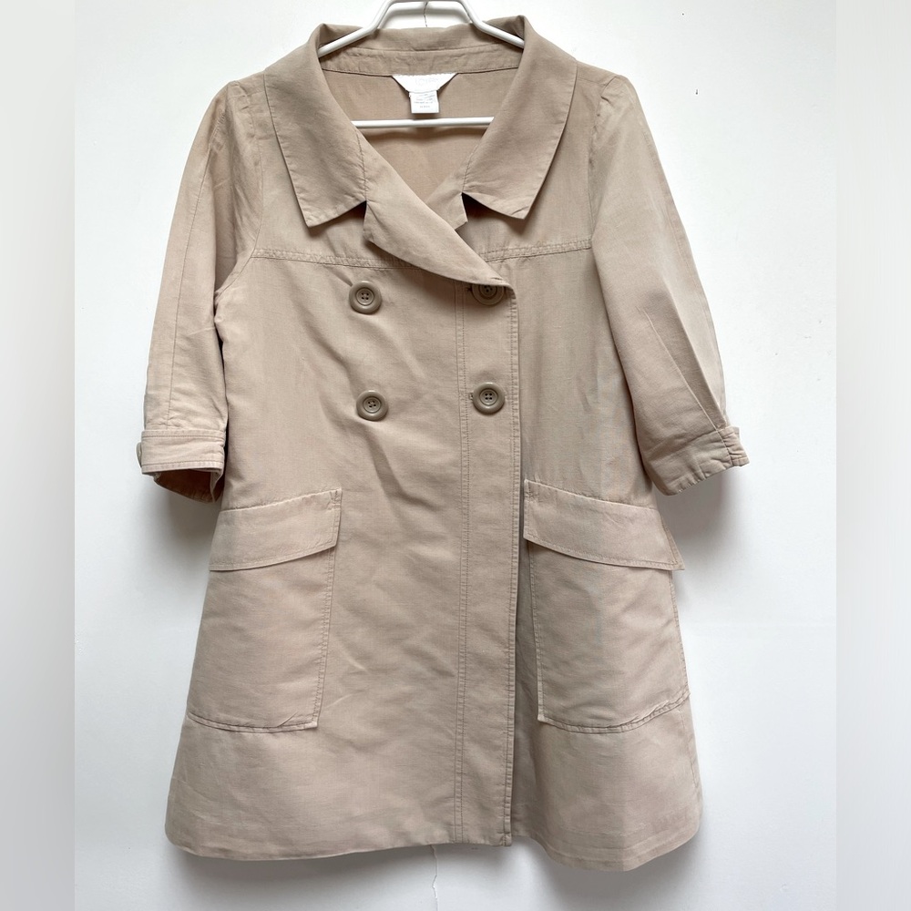 Unusual cotton linen 3/4 length jacket